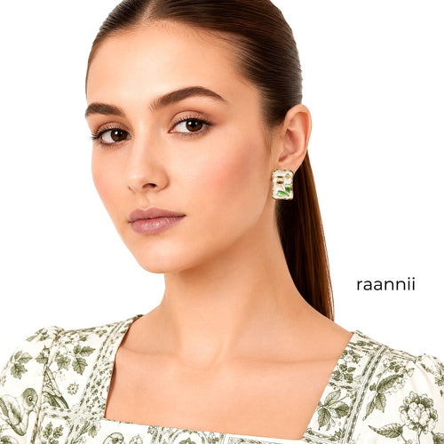 Raannii Botanical Frame Art Stud Earrings