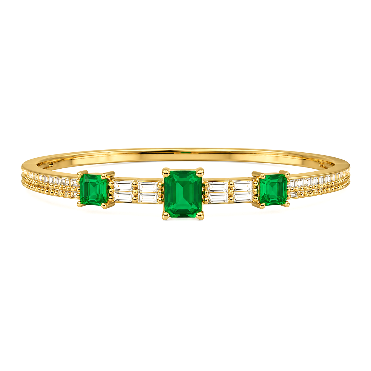 Raannii Bracelet Gold Plated Green Stone Crystal Bracelet for Women Luxury Party Wear Adjustable Bracelet