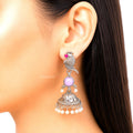 Raannii Earrings Purple Stone Bird Jhumka Pearl Drop Earrings for Women
