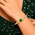Raannii Bracelet Gold Plated Green Stone Crystal Party Wear Bracelet
