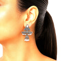 Raannii Earrings Oxidised Pearl Jhumka Drop Statement Earrings for Women