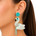 Raannii Mint Flamingo Sequin Statement Earrings