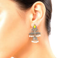 Raannii Earrings Yellow Stone Oxidised Pearl Jhumka Statement Earrings for Women
