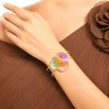 Raannii Bracelet Multicolor Floral Gold Tone Adjustable Bracelet for Women