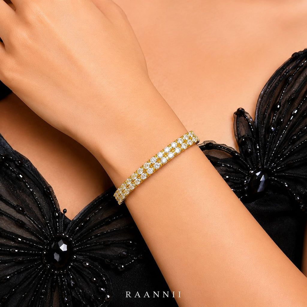 Raannii Bracelet Gold Plated Crystal Stone Bracelet for Women