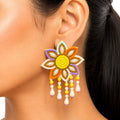 Raannii Pastel Floral Beaded Statement Earrings