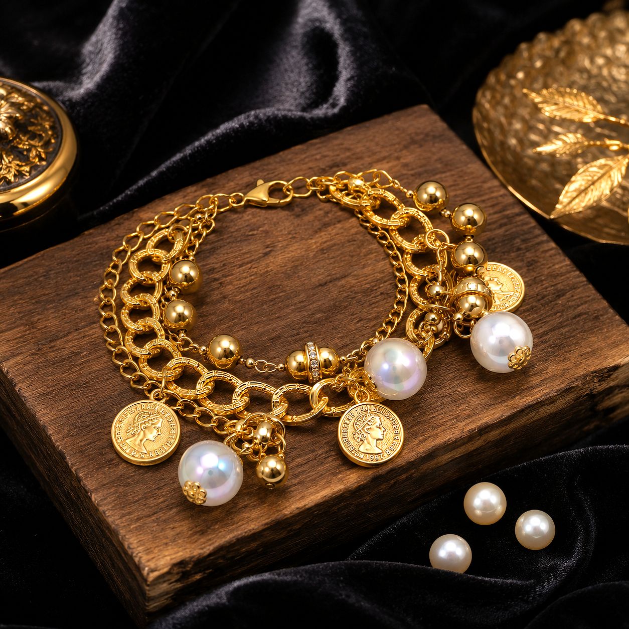 Raannii Bracelet Gold Plated Charm Bracelet for Women