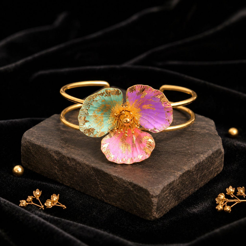 Raannii Bracelet Multicolor Floral Gold Tone Adjustable Bracelet for Women