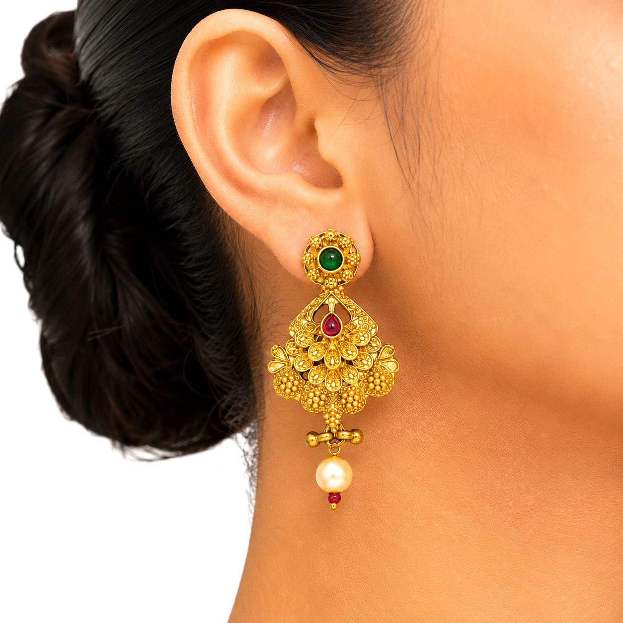 Raannii Antique Gold Temple Necklace Set