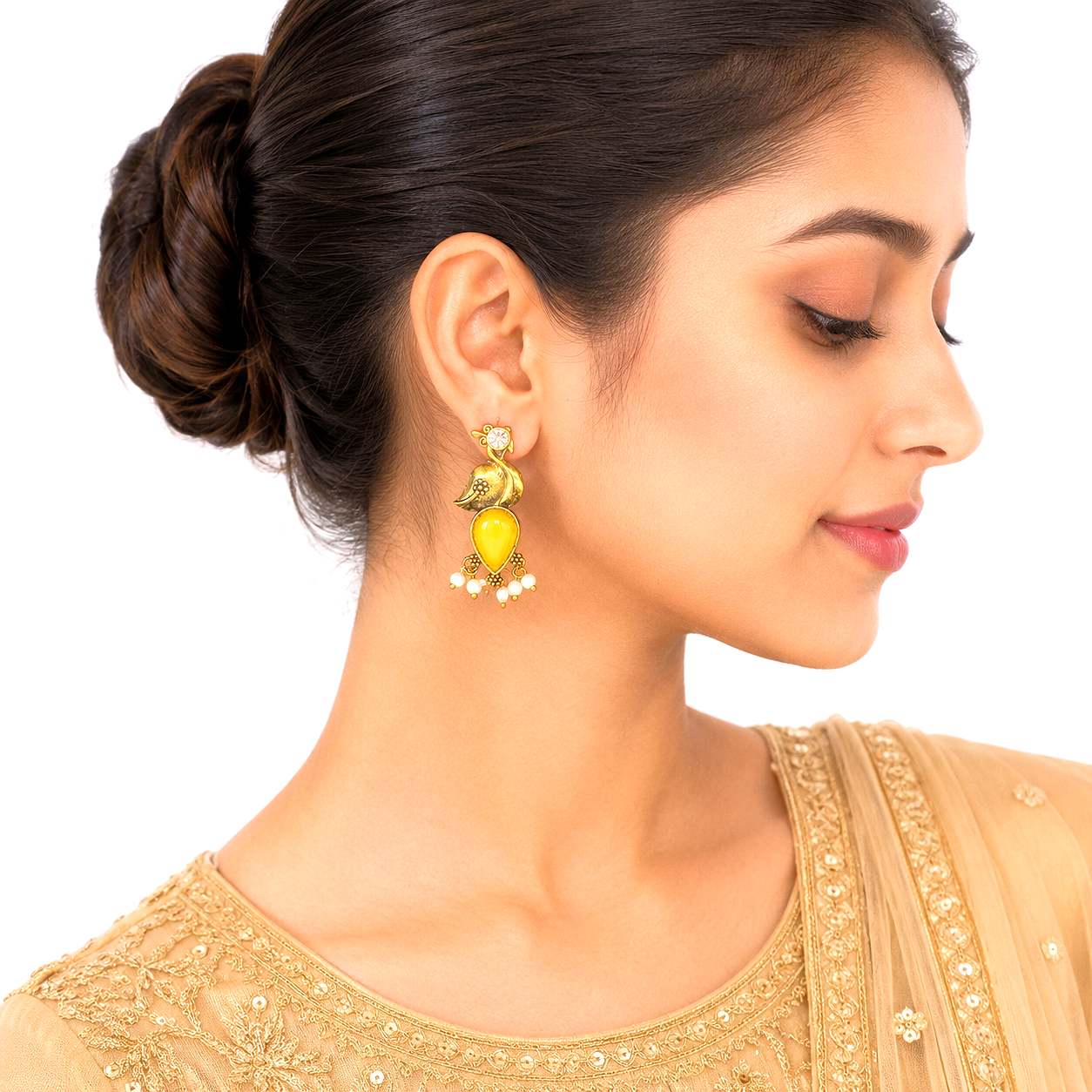 Raannii Earrings Yellow Bird Pearl Drop Earrings for Women