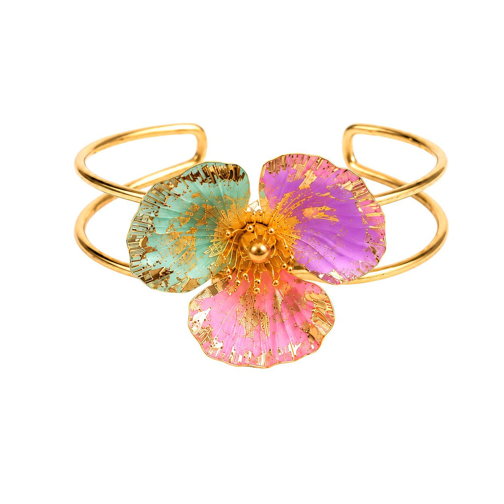 Raannii Bracelet Multicolor Floral Gold Tone Adjustable Bracelet for Women