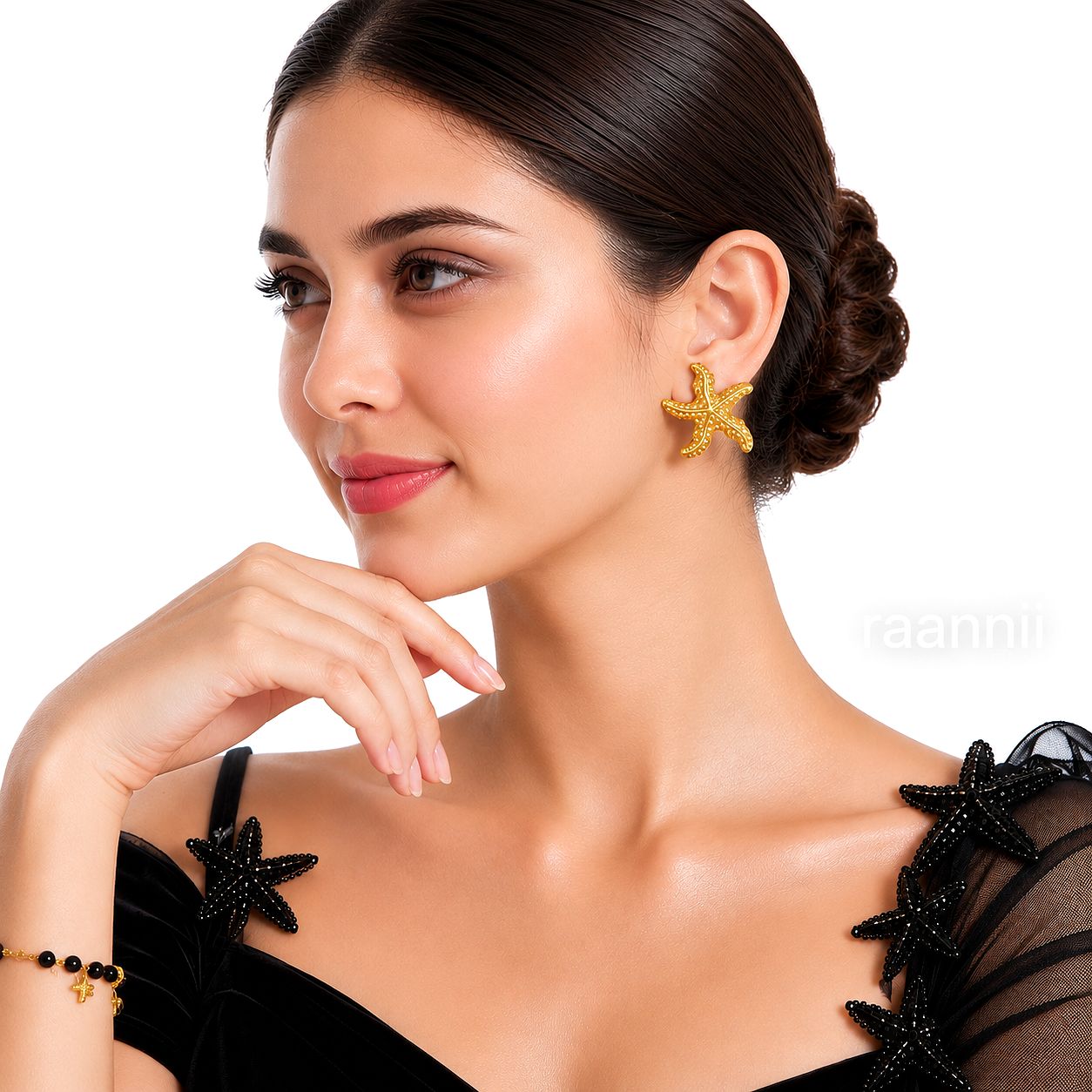 Raannii Earrings Gold Plated Starfish Stud Earrings for Women