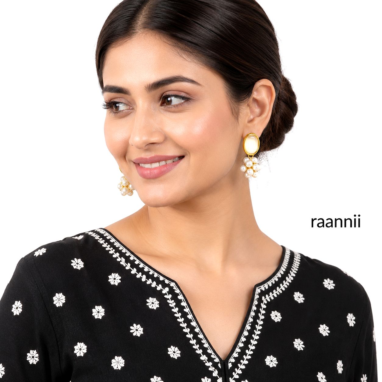 Raannii Earrings Gold Plated Pearl Drop Earrings for Women