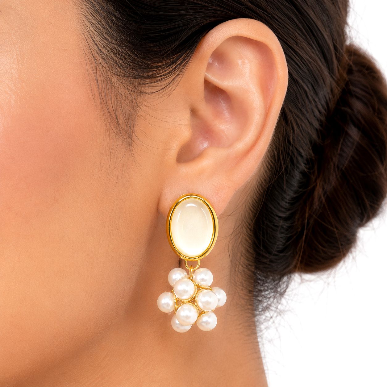 Raannii Earrings Gold Plated Pearl Drop Earrings for Women