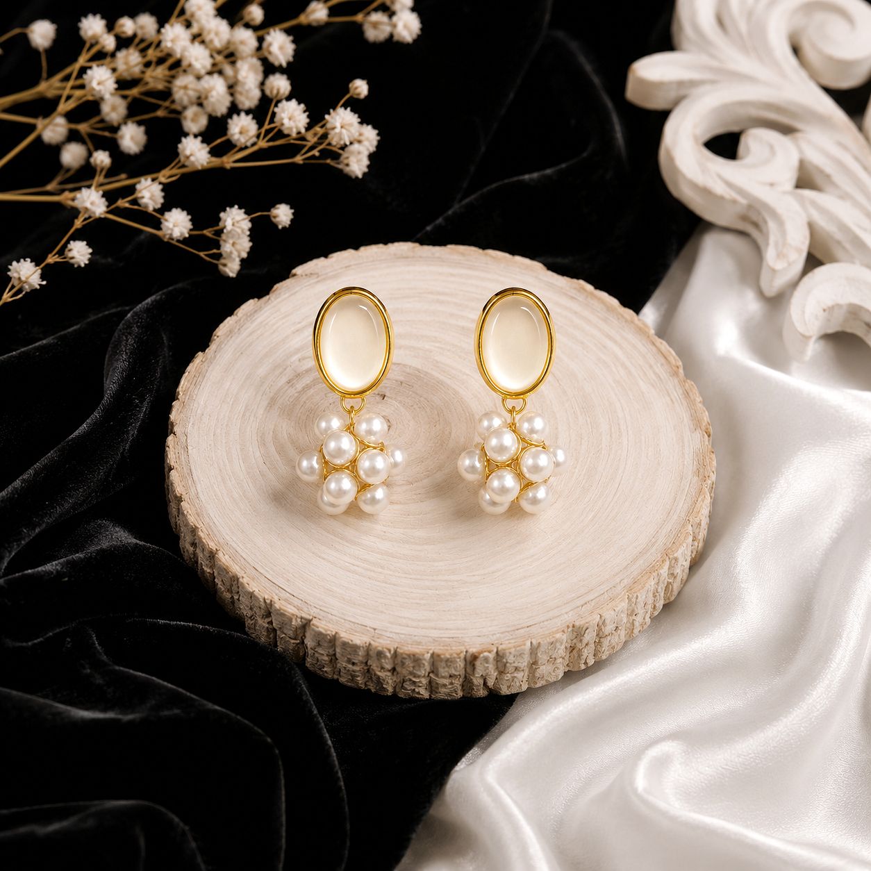 Raannii Earrings Gold Plated Pearl Drop Earrings for Women