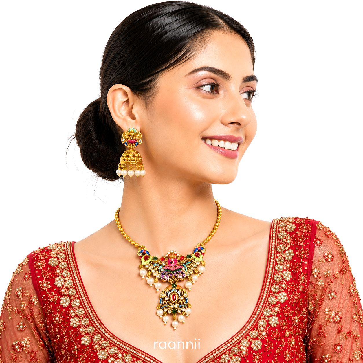 Raannii Royal Meenakari Pearl Necklace Set