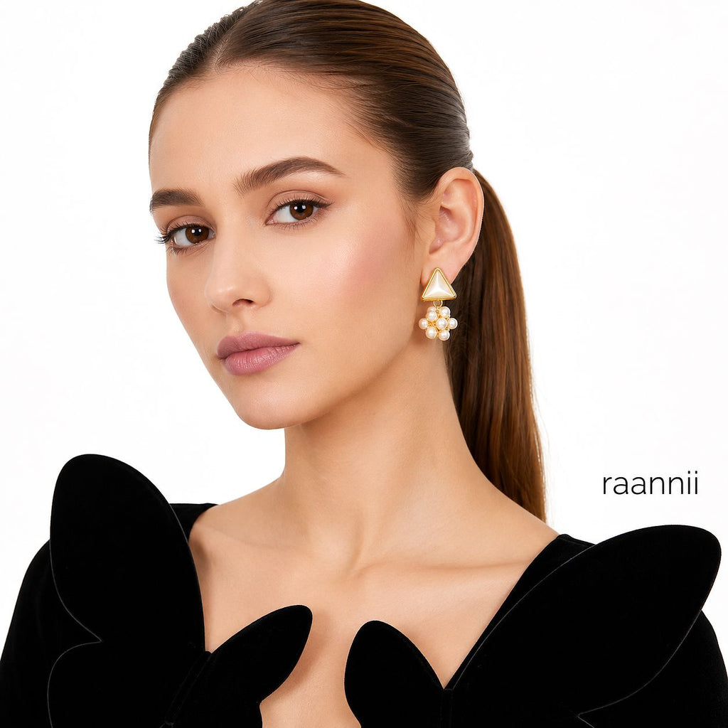 Raannii Earrings Gold Plated Pearl Drop Earrings for Women