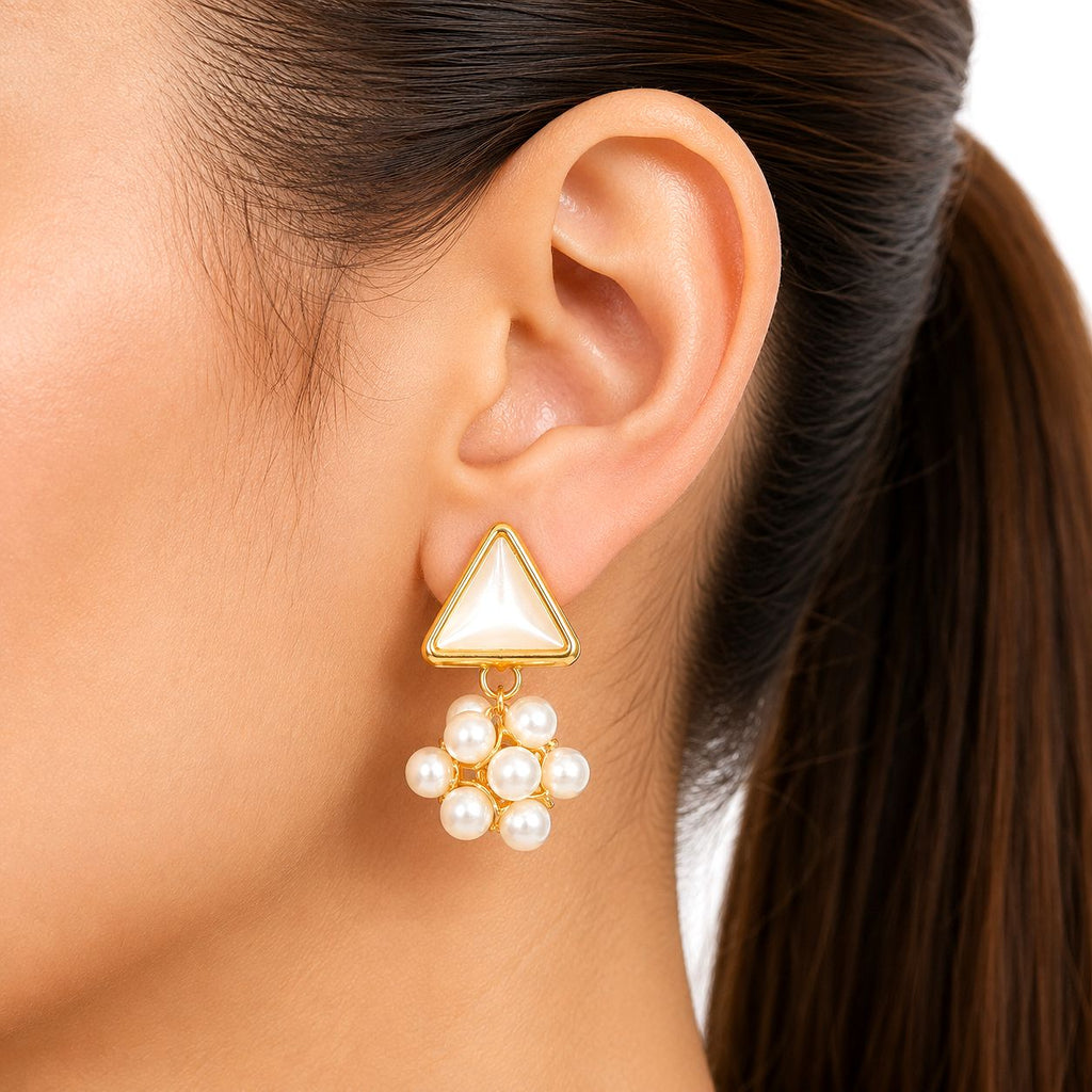 Raannii Earrings Gold Plated Pearl Drop Earrings for Women
