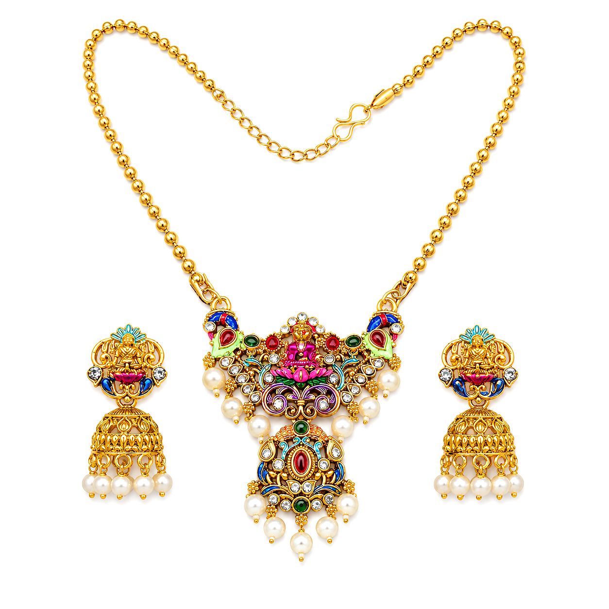 Raannii Royal Meenakari Pearl Necklace Set