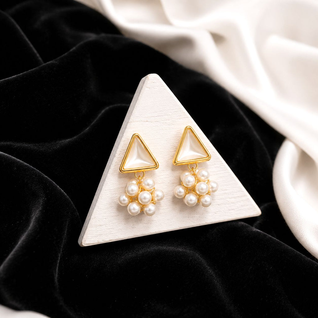 Raannii Earrings Gold Plated Pearl Drop Earrings for Women