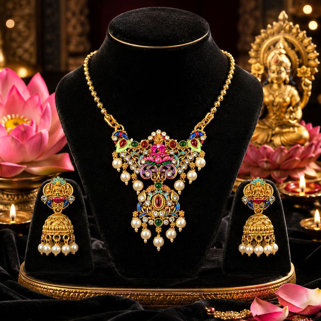 Raannii Royal Meenakari Pearl Necklace Set