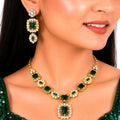 Raannii Emerald Bridal Necklace Set with Maang Tikka