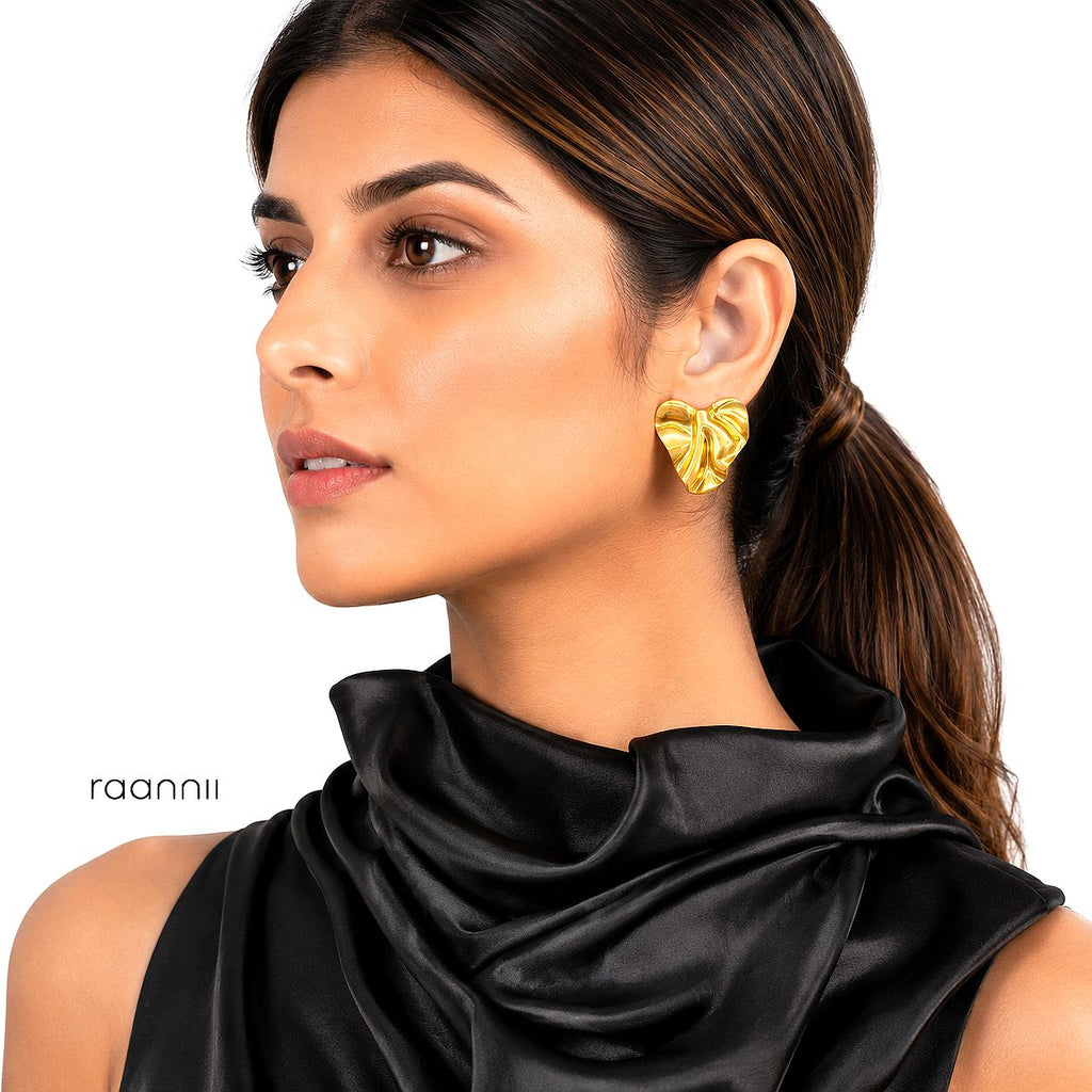 Raannii Gold Plated Abstract Statement Earrings for Women