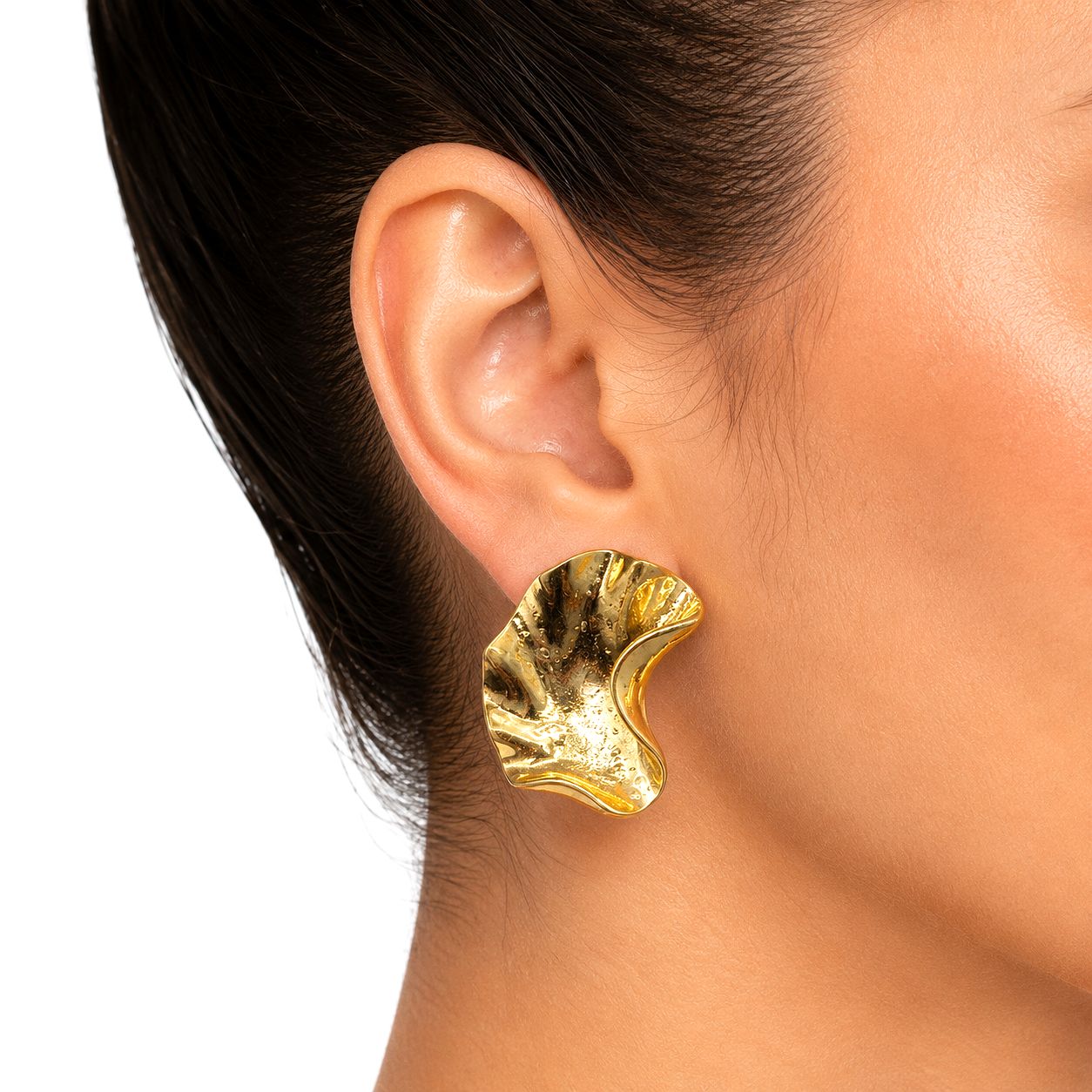 Raannii Gold Plated Abstract Designer Statement Earrings for Women