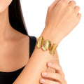 Raannii Bracelet Gold Tone Leaf Design Adjustable Cuff Bracelet for Women