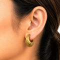 Raannii Gold Plated Textured Hoop Earrings for Women