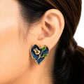 Raannii Blue Heart Designer Statement Earrings for Women