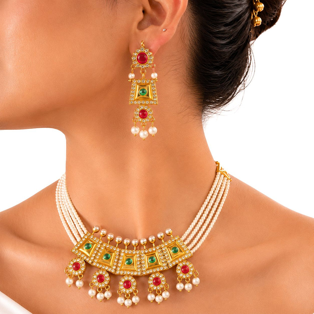 Raannii Pearl Heritage Choker Necklace Set