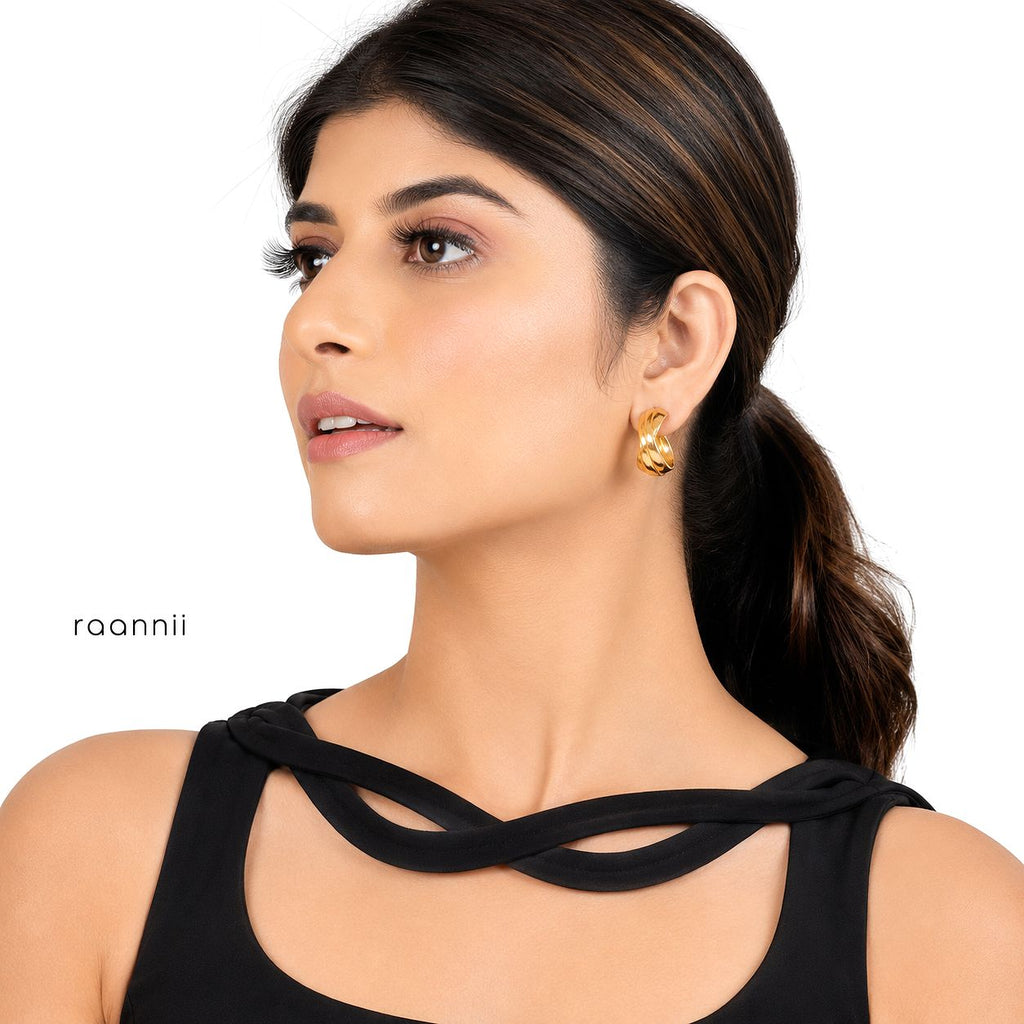 Raannii Gold Plated Twisted Hoop Earrings for Women