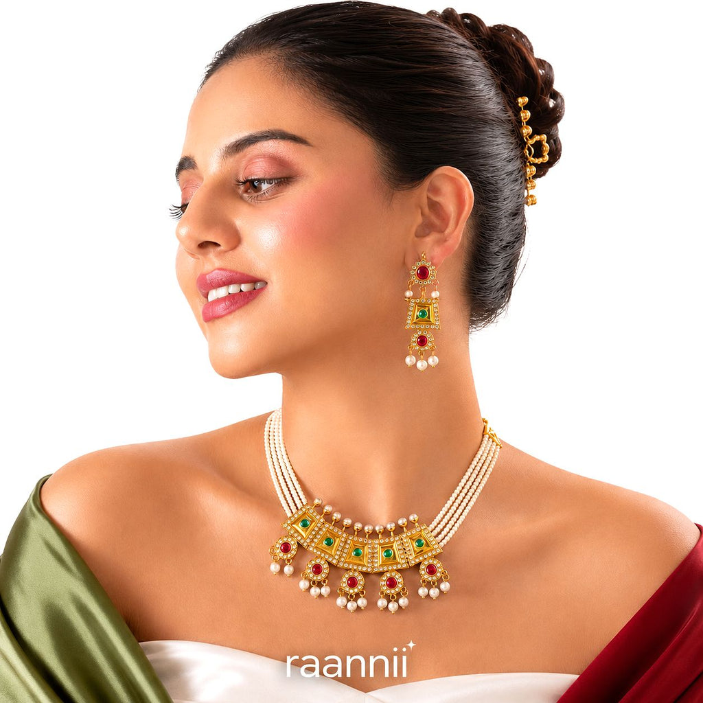 Raannii Pearl Heritage Choker Necklace Set
