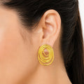 Raannii Gold Plated Abstract Oval Statement Earrings for Women