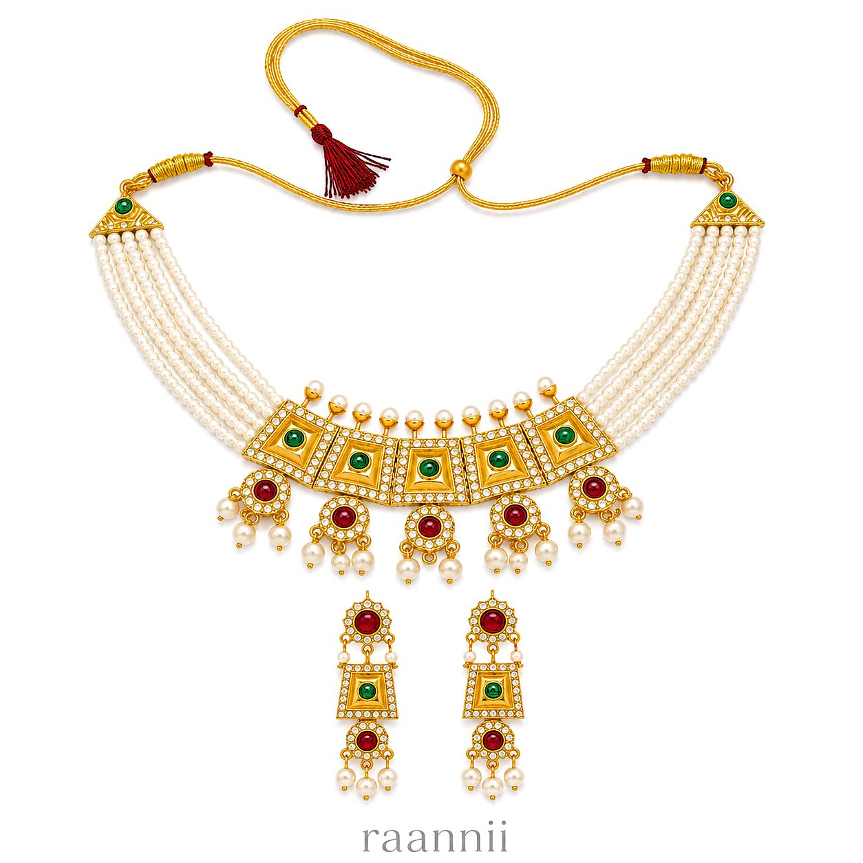 Raannii Pearl Heritage Choker Necklace Set