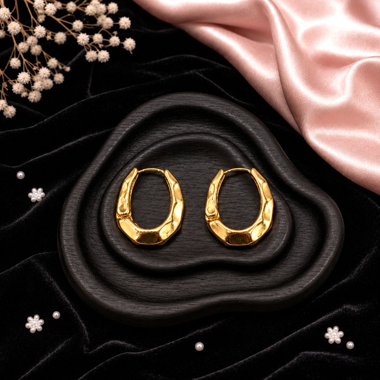 Raannii Gold Plated Irregular Open Hoop Earrings for Women