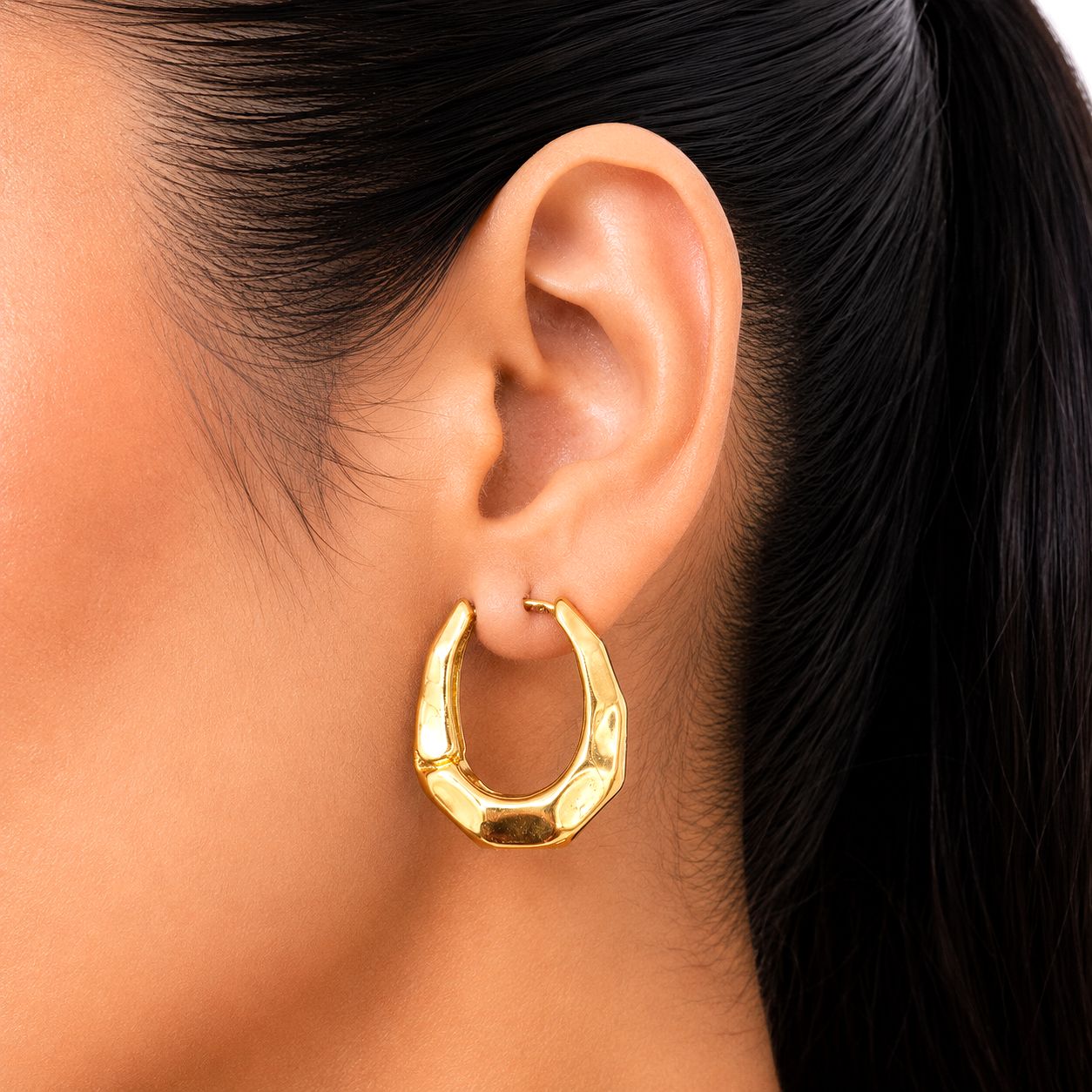 Raannii Gold Plated Irregular Open Hoop Earrings for Women