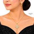 Raannii Jewelry Set Gold Plated Crystal Pendant Necklace and Drop Earrings for Women