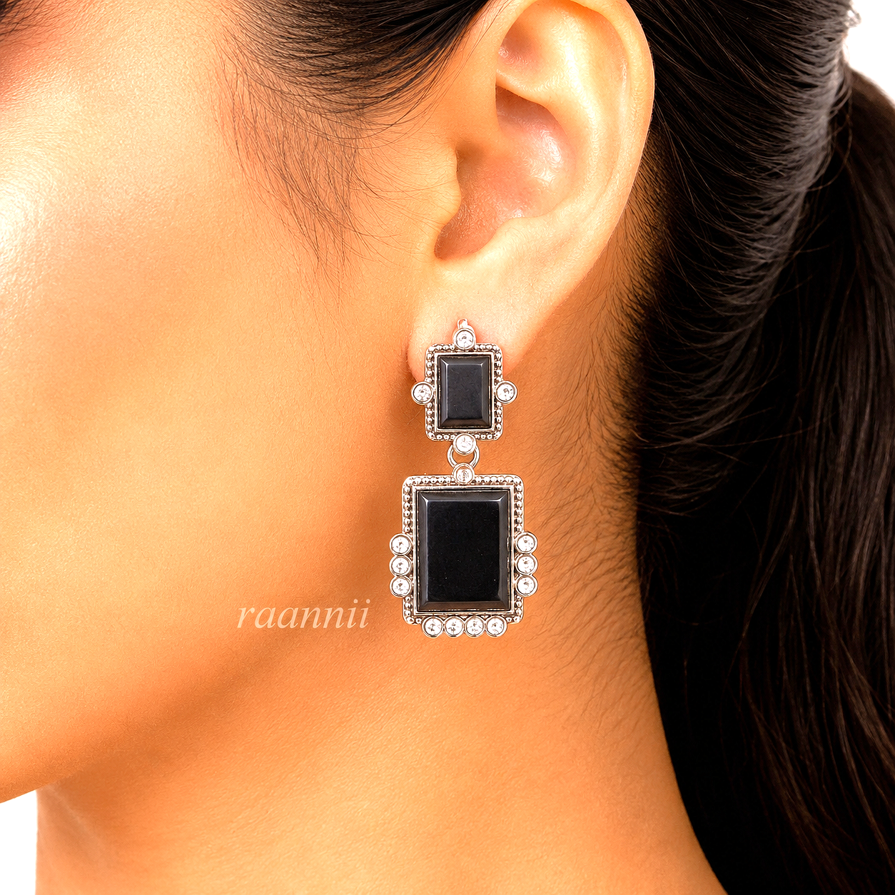 Raannii Earrings Pink Stone Rectangle Drop Earrings for Women
