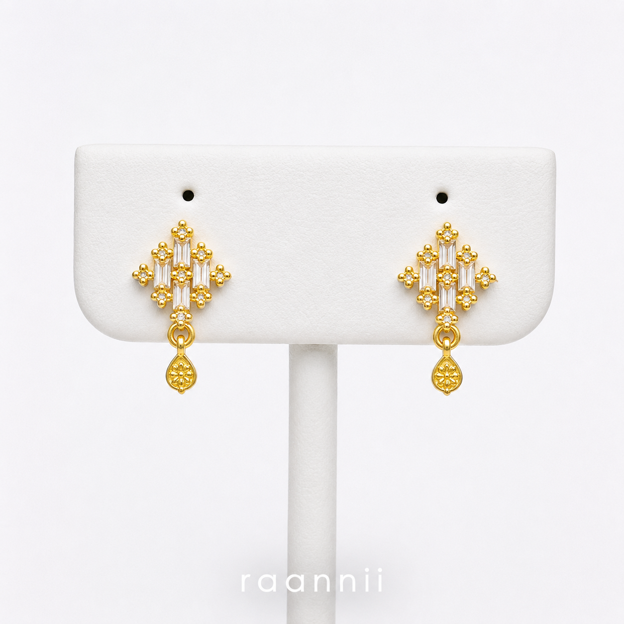 Raannii Jewelry Set Gold Plated Crystal Pendant Necklace and Drop Earrings for Women