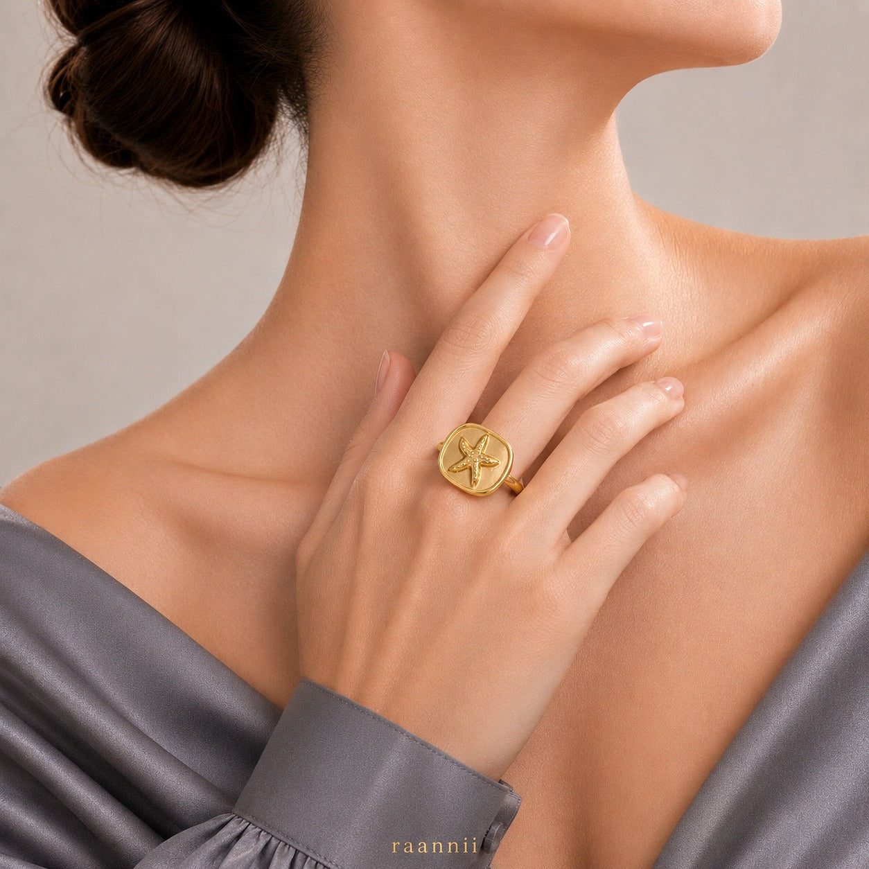 Raannii Ring - Gold Starfish Statement Ring for Women