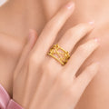 Raannii Ring - Elegant Floral Adjustable Gold Plated Statement Ring for Women