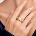 Raannii Ring - Gold Plated Adjustable Crystal Stone Ring for Women