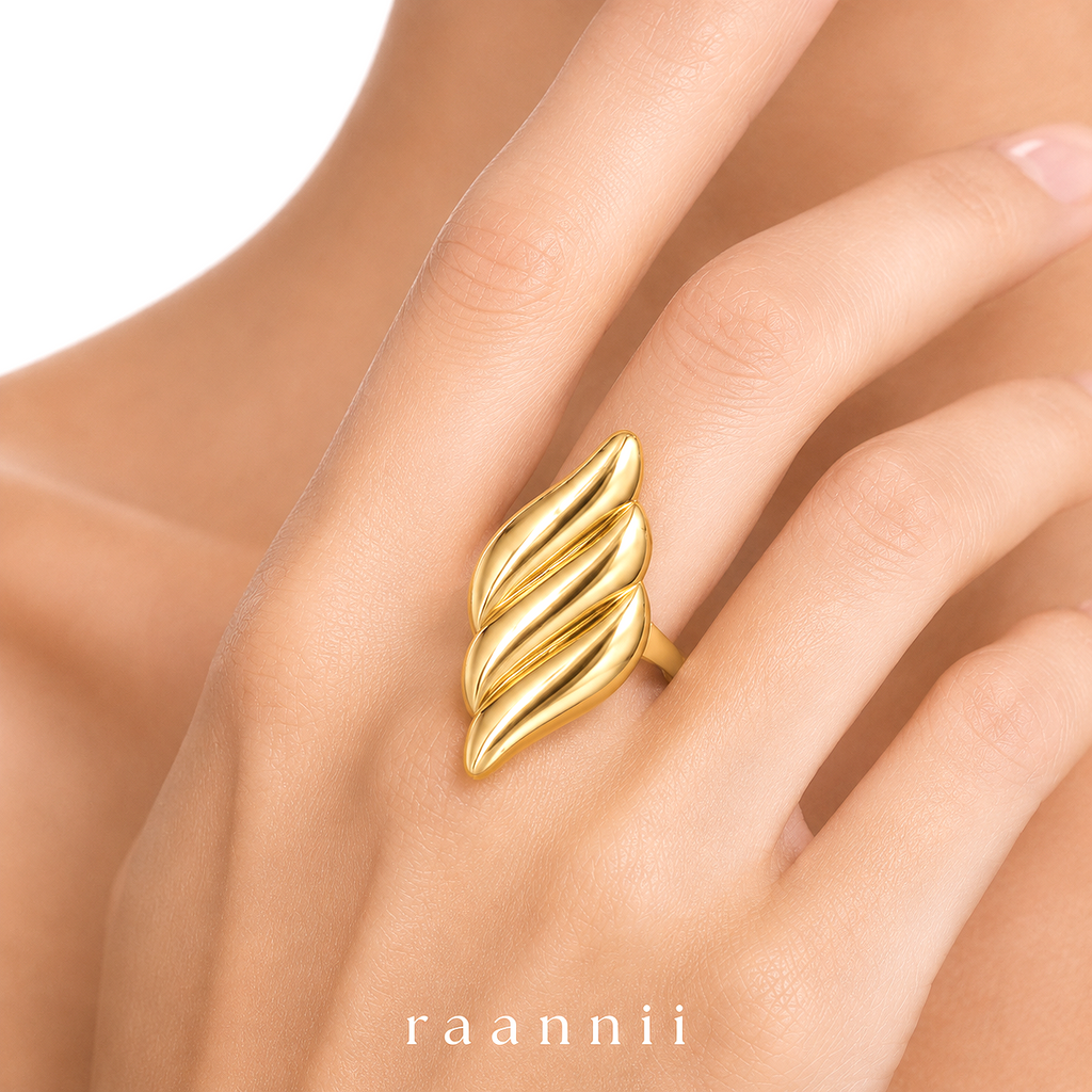 Raannii Ring - Gold Plated Designer Adjustable Ring for Women