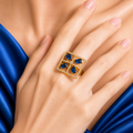 Raannii Ring - Blue Crystal Geometric Statement Ring for Women