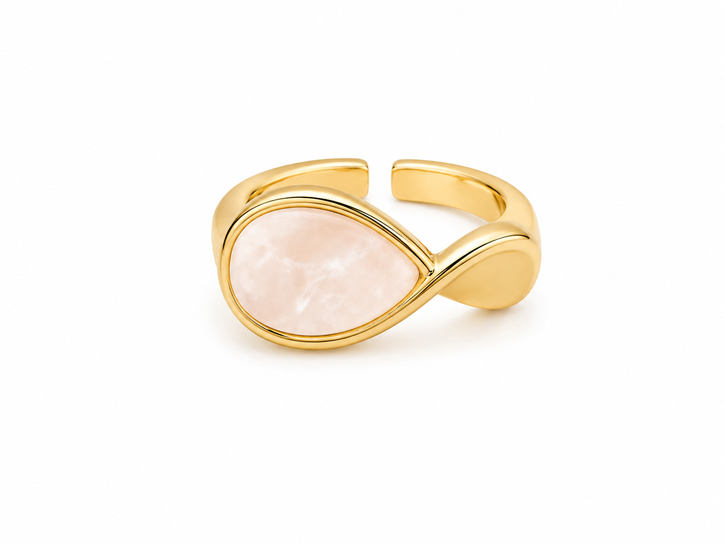 Raannii Ring - Gold Tone Pink Stone Adjustable Statement Ring for Women