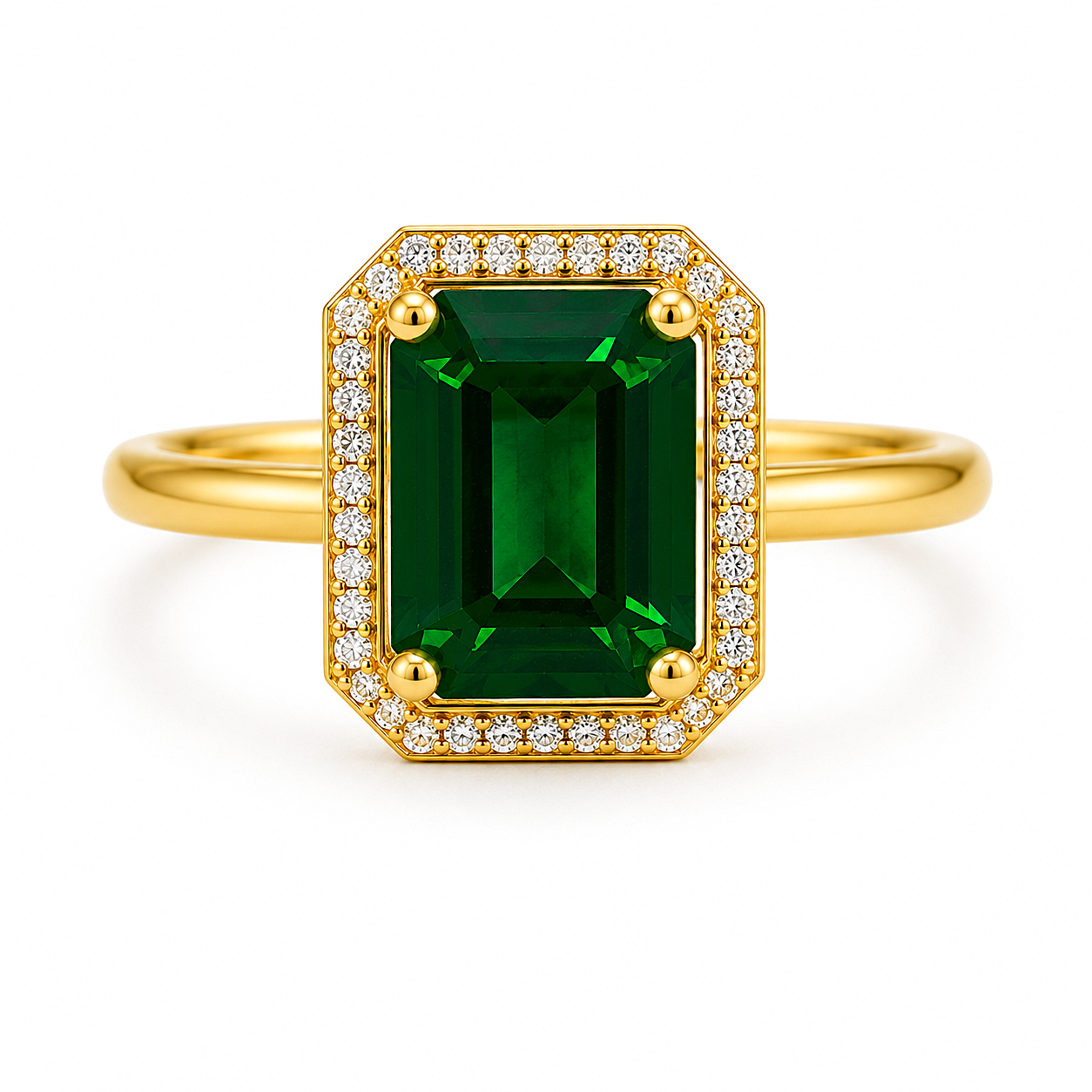 Raannii Rings - Gold Plated Green Crystal Rectangle Statement Adjustable Ring for Women