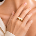 Raannii - Rings Gold Tone Rectangle Mother of Pearl Adjustable Ring for Women