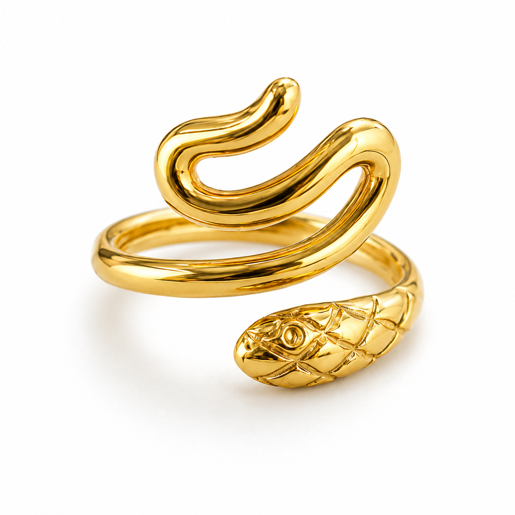 Raannii - Ring Gold Plated Snake Wrap Adjustable Ring for Women Designer Serpent Statement Ring